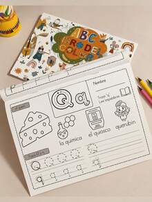 32-Page Spanish Alphabet Coloring And Tracing Book For Kids, Educational And Fun With Cute Illustrations, Ideal For Early Learning And Handwriting Practice, Perfect Gift For Preschoolers To Learn Letters And Vocabulary, Suitable As Birthday, Christmas, And Back-To-School Gift - Multicolor - View 7