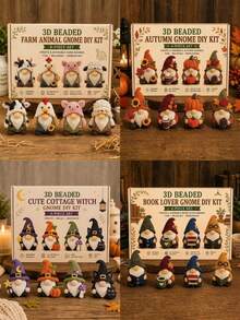 1 Set 3D Beaded Forest Gnome DIY Handmade Material Kit, Mushroom Sunflower Moon House Theme Beaded Art Craft Material Set, Suitable For Home Decor, Room Decoration, Desktop Ornament, Handmade Project, Creative Handmade Gift And Seasonal Display - Jewelry Making Kit - View 12