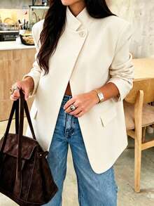 Women's Elegant Open Front Blazer - Yellow - View 3
