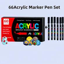 13-66 Colors Acrylic Paint Markers Set,Brush Tip And Soft Tip,Painting On Stone,Wood,Calligraph,A Holiday Gift For Friend And Students ,Back To School - Multicolor - View 11