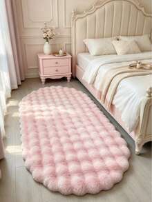 Soft Fluffy Oval Plush Rug, Suitable For Bedroom, Living Room, Study, Office, Washable Non-Slip, Cute Faux Fur Decorative Rug, Bedside Rug, Bedroom Decor, Home Decor, Room Decor - Baby Pink - View 1