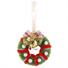 Mini Christmas Wreath Hanging Ornament, Bell Bow Santa Claus Style, Christmas Tree Decoration, Holiday Gift - Multi-color - View 7