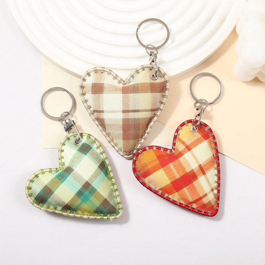 New Fabric Heart-Shaped Keychain Embroidered With Cotton Heart Pendant, Fashionable And Versatile Bag Hanging Accessories, Keychain Wholesale - Multicolor - View 1