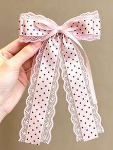 1/2 Polka Dot Bow Hair Clip, Half-Up Back Of Head Hair Accessory - Multicolor - View 6