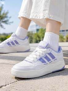 Adidas Women's Lite Shuffle Daily Comfortable Purple Pattern Thick Sole Casual Skate Shoes KH9026 - White/Light Purple/Light Purple - View 1