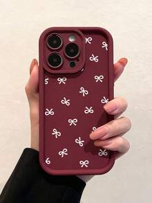 1件女孩風白色蝴蝶結圖案鏤空透明鏡面全包覆軟手機殼，適用於 iPhone 11/12/13/14/15/16 Pro Max - 彩色 - 查看 2