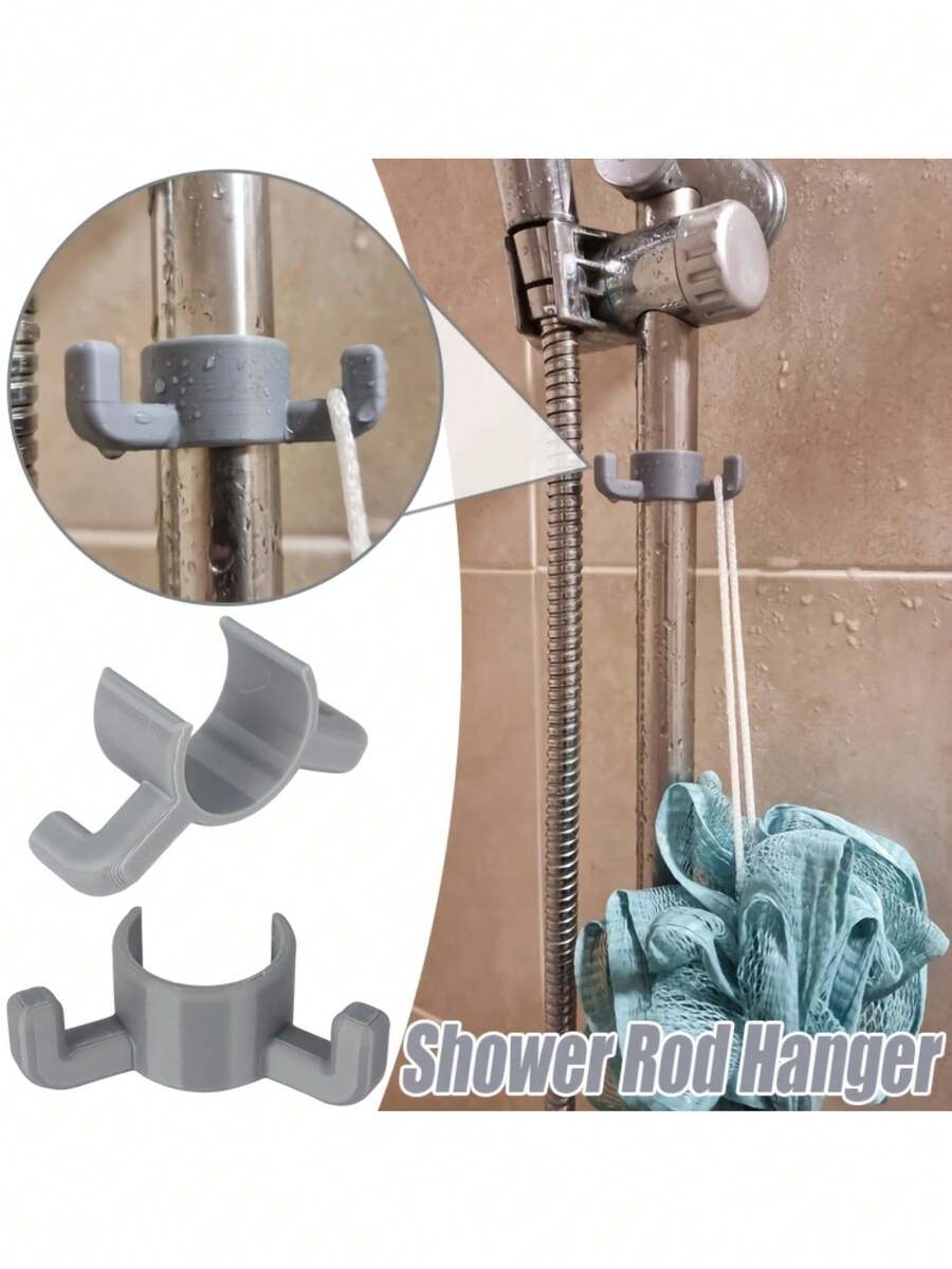 1 buah Pengait Pipa Shower, Dilengkapi dengan Dua Pengait, Cocok untuk Menggantung Spons Mandi, Sabut Gosok, dan Barang Ringan Lainnya Saat Mandi. Pasang pada Batang Vertikal dengan Diameter Sekitar 23 hingga 25 mm - MultiWarna - View 1