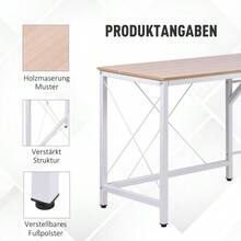 مكتب على شكل حرف L، مكتب زاوية 150x150x76 سم، مكتب زاوية من خشب MDF بلون طبيعي للمكتب المنزلي والمكتب - اللون الطبيعي - مشاهدة 6