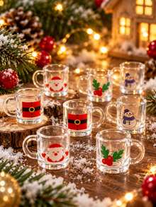 4PCS Christmas Mug Figurines, Assorted Resin Cup Ornaments With Santa Snowman Holly Designs For Tabletop, Christmas Village, Shelf And Festive Home Decor - Christmas Mug - View 3