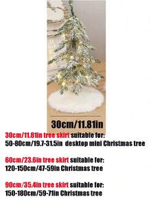 1pc-Faux Fur Christmas Tree Skirt White Plush Skirt For Merry Christmas Party Christmas Tree Decoration - Multicolor - View 11