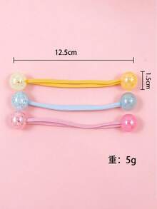 7pcs Set Colorful Crackle Beads Ponytail Holders, Simple Double Ball Hair Ties, Girl Hair Accessories For Daily Use - Multicolor - View 4