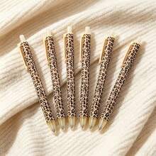 1/5/10pcs Cute Leopard Print Ballpoint Pen Set, Retractable Design, Minimalist Printed Barrel, Suitable For Journaling And Gifting, Perfect For Weddings, Valentine's Day, Back To School - A - View 5