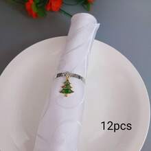 Home Decor Napkin Rings Table Decoration, Suitable For Holidays, Parties, Birthdays, Weddings, Dinners, Gatherings And Other Daily Creative Decor, Multiple Styles And Elements, Christmas Napkin Rings Metal Embossed Hammered Texture Ring Buckle, 4pcs/12pcs/102pcs Optional. - Multicolor - View 15