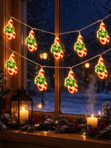 1 buah Lampu Hias Natal Bentuk Stik Permen, Lampu Peri Pita Bentuk Stik Permen, Bertenaga Baterai, Cocok untuk Ruang Tamu, Kamar Tidur, Perapian, Dekorasi Pohon Natal, dan Pencahayaan Suasana Pesta Natal. - Permen Batangan - View 6