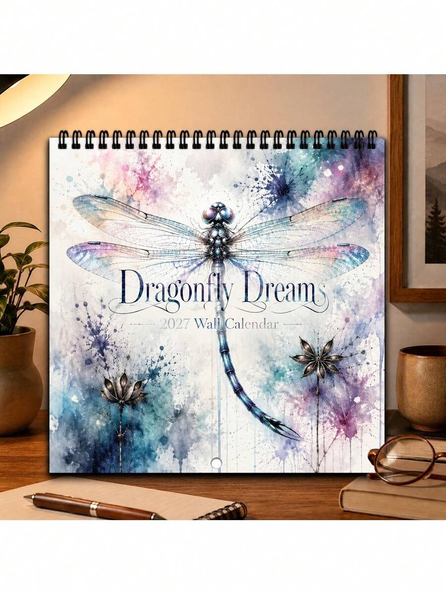 2027 Wall Calendar & Planner - 12-Month Hanging Storage Calendar With Full-Color Dragonfly Dream Art Pattern, Daily Schedule Grid, Suitable For Home Office, Home Decor, Ample Writing Space, Dated Monthly Planner For Annual Planning - Multicolor - View 1