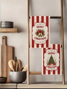 Christmas Tea Towel Kitchen Dishcloth Bathroom Hand Towel Printed Tea Towel Flower-Shaped Thickened Absorbent Tea Table Cloth Suitable For Kitchen And Bathroom Home Towels - Multicolor - View 6