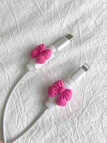 2pcs Bow-Knot Design Data Cable Protector Charger Protector - Multicolor - View 7