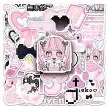 somoving 50PCS Black And Pink Pixel Art Stickers With Clear Storage Box ...