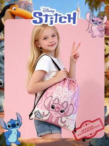 1pc Disney Official License Mickey And Friends/Stitch Print Drawstring Backpack, Lightweight Nylon Sports Bag, Casual Storage Bag, Beach Bag, Gym Bag, Fashion Accessory, Suitable For Girls/Students/Fans, Suitable For School, Sports, Travel, Daily Use - Multicolor - View 6