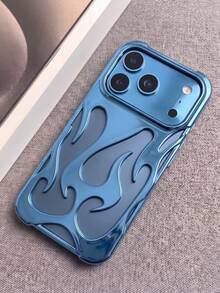1件裝 火焰散熱設計手機殼，相容 iPhone 18 17 16 15 14 13 12 11 Pro Max Plus，電鍍亮面鏤空款 - 冰川藍 - 查看 1