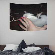 1pc Funny Cat Smoking Internet Meme Wall Hanging - Cat Decor Polyester Fabric Wall Hanging, Easy To Hang, Suitable For Indoor/Outdoor Use, Perfect For Party, Study, Bedroom Decoration - Unique Gift For Men And Women - Multicolor - View 10