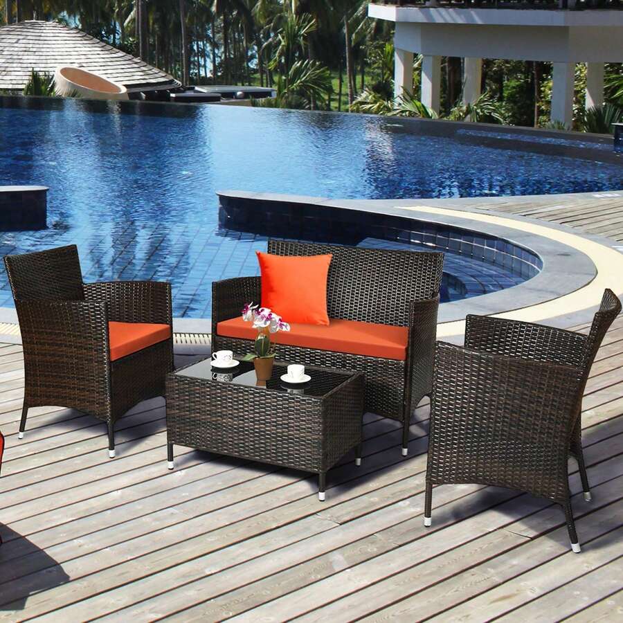 Outdoor Table & Chair Sets - Orange - View 1