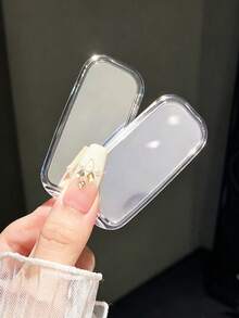 One Stick-On Mini Makeup Mirror Mobile Phone Stand, Suitable For Both Horizontal And Vertical Use, Folding Support Point For Desktop, Makeup Mirror With Adhesive Back, Lazy Person's Back-Mounted Mobile Phone Holder, Accessory For Binge-Watching And Live Streaming, New Style Frame For Women. - Multicolor - View 4