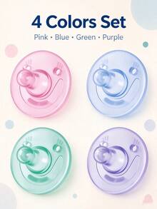 Baby Pacifier Soft Silicone Nipple, Infant Soothing Pacifier, Round Tip Newborn Pacifier, Breathable Shield,Lightweight Baby Feeding Accessory,4Colors - Multicolor - View 8