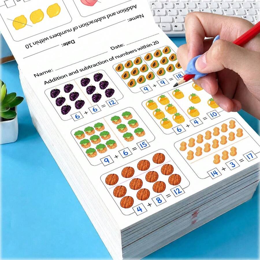 Buku Latihan Penjumlahan dan Pengurangan untuk Anak-Anak, 64 Halaman, Latihan Matematika dalam 20 Soal, Mainan Edukasi untuk Anak Prasekolah, TK, dan Balita, Buku Aktivitas Membangun Keterampilan Matematika Awal untuk Penggunaan di Rumah dan Kelas.