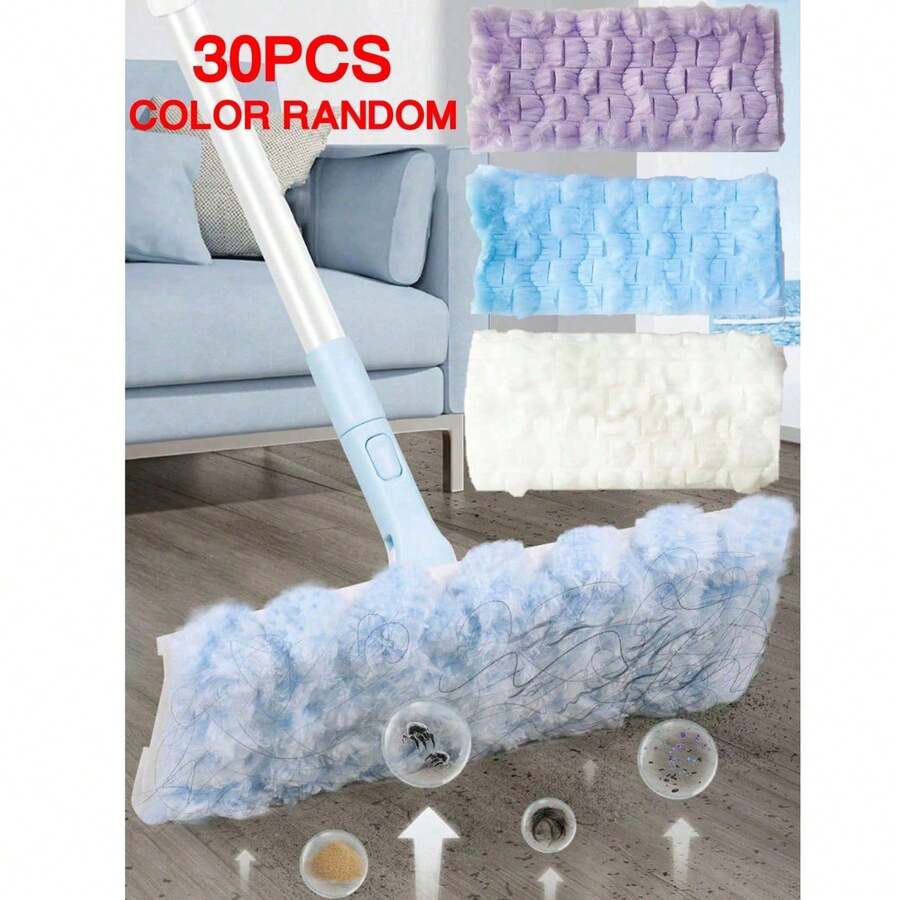 5/10/20/30pcs Anti-Static Cleaning Mop Pads, Reusable Disposable Dust-Absorbing Mop Paper For Home, Random Color - Multiple Styles Available - View 1