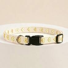 Gold Heart Print Soft Pet Collar, Cute Pet Neck Collar, Cat And Dog Accessories, Suitable For Christmas, Daily And Holiday Use, For Cats And Small Dogs Indoor And Outdoor Wear, Not Suitable For Large Dogs - Gold - View 10