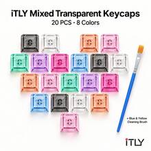 Keycap Transparan Warna-warni 20 Buah Campuran Warna Profil XDA Bersinar Tembus Pandang dengan Sikat Pembersih untuk Keyboard Mekanik Rakitan DIY Lampu Latar RGB Gaming Kantor - View 1