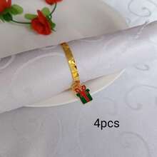 Home Decor Napkin Rings Table Decoration, Suitable For Holidays, Parties, Birthdays, Weddings, Dinners, Gatherings And Other Daily Creative Decor, Multiple Styles And Elements, Christmas Napkin Rings Metal Embossed Hammered Texture Ring Buckle, 4pcs/12pcs/102pcs Optional. - Multicolor - View 59