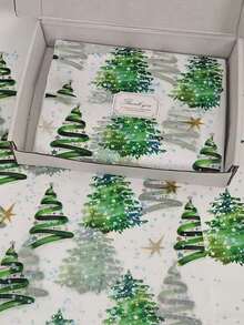 1/10/20pcs 50x35cm Christmas Tree Pattern Tissue Paper, Winter Holiday DIY Handmade Wrapping Paper, Waterproof Reusable Indoor Desktop Gift Box Gift Bag Filler Packaging Paper - Multicolor - View 1
