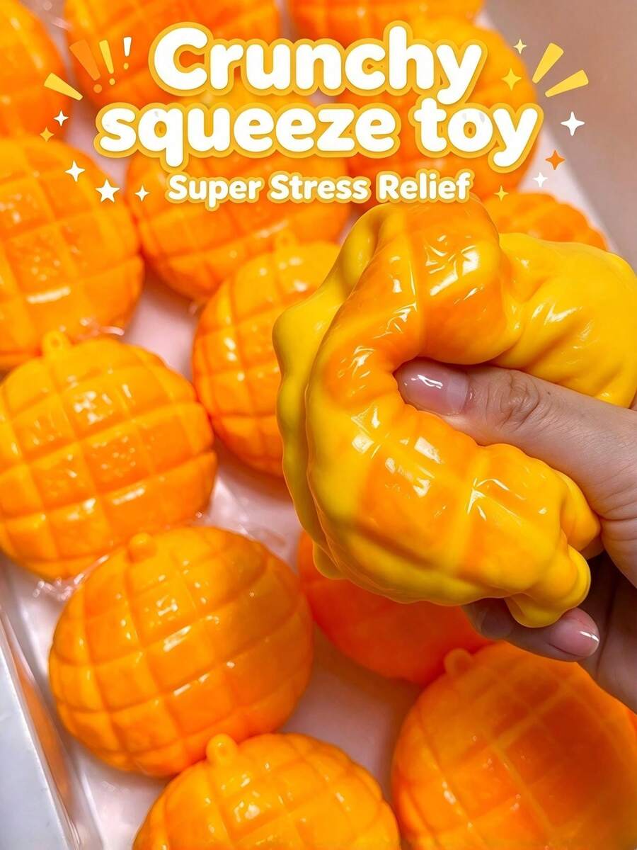 1pc Crispy Pineapple Bun Building Block Squishy Ball, Makes Crisp Sound When Squeezed, Includes Building Blocks, Hard & Soft Combined Texture, Handmade Squishy Toy (Random Packaging & Color)