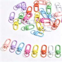 20/50/100/300pcs Random Bright Color Spring Snap Hooks With Swivel Ring, Y2K Style Metal Clasps, DIY Keychain Bag Jewelry Making Accessories - one-size - View 3