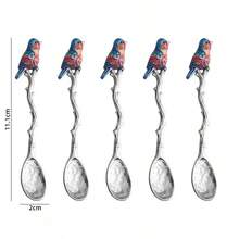 Luxury Parrot Teaspoon Set, 5-Piece Dessert Spoons For Elegant Tea Parties, Refined Table Setting For Bridal Showers, Celebrations & Special Gifts - Silver - View 7