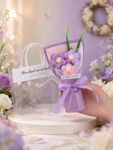1 Bunch Mini Artificial Flower Bouquet With Gift Bag, 15.5cm*8.5cm, Valentine's Day Small Gift, Mother's Day Bouquet, Wedding Favor Choice - Multicolor - View 8