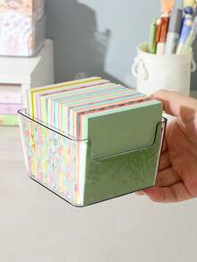 1/3/6pcs Glacier Pattern Transparent Storage Boxes, Sticky Note Storage Box Set, 2 Sizes Available, Desktop Stationery & Cosmetics Organizer, High-Quality PET Material, Open Design For Easy Access, Desk & Vanity Organizer, Student Stationery Storage, Durable & Shatter-Resistant - Clear - View 10