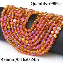 98pcs 6mm AB Color Round Flat Crystal Glass Spacer Beads For Handmade DIY Beaded Bracelets, Necklaces, Phone Chains, Car Decor, Scene Decoration Accessories Loose Beads - Crystal Beads - View 20
