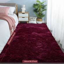 Burgundy Long Pile Area Rug, Soft Foam Padded Washable Lightweight Floor Mat, Suitable For Living Room, Bedroom, Dorm, Entryway, With Cushioning Anti-Slip Backing, Fits Chair, Sofa, Bedside, Hallway, All-Season Comfortable Home Decor, Christmas Gift - Burgundy - View 16