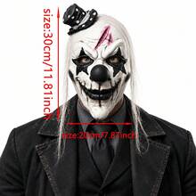 1pc Halloween Party Latex Adult Mask, Scary Clown Design, Perfect For Holiday Pranks And Spooky Horror Mask, Suitable For Halloween, Easter And Ghost Festival Role Play And Performance Costume - Black and White - View 5