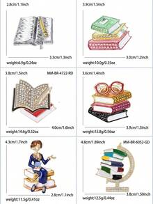 Enamel And Rhinestone Teacher Book Brooches - Back To School Pins For Women Unisex Casual Party Jewelry Accessories / Friends Gifts Decoration - Teacher's Book - View 9