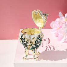 SIQIZHOU 1pc Pearl Egg-Shaped Jewelry Box, European Style Alloy Enamel Decorative Box, Home Decor Ornament, Russian Egg Jewelry Box - Easter Egg - View 5