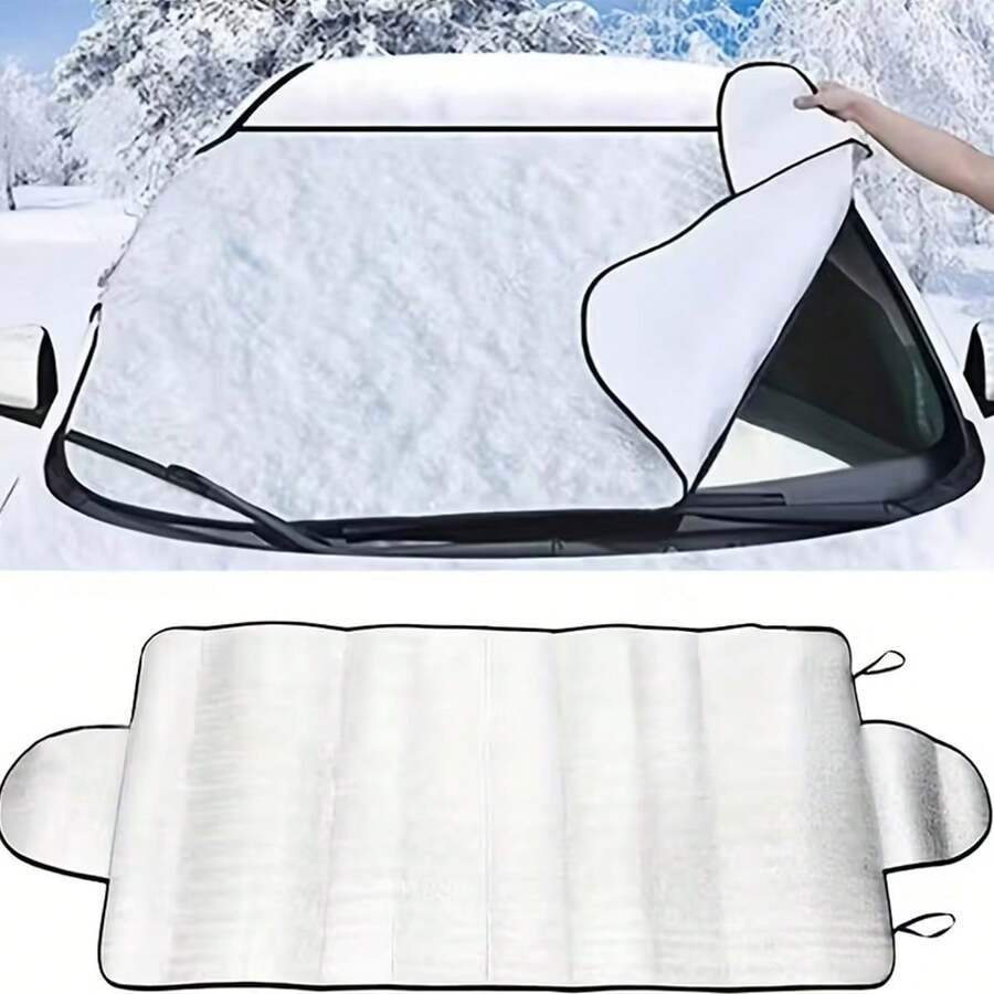 1 Piece/Set Car Snow Cover, Heavy-Duty Frost And Snow Barrier, Multipurpose Winter Vehicle Cover, Easy-To-Install Windshield Protection Cover, Long-Lasting Heat-Resistant Sunshade - A - View 1