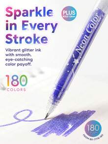 180 Color Gel Pen Set - 1.0mm Tip, Acrylic Metallic Glitter Paint Markers, Multi-Color Markers, Needle Pens, Ballpoint Pens, Eyeliner Pens, Perfect For Vibrant Colorful Writing And Sketching, Smooth Writing, For Painting, Highlighting, Note-Taking, Crafting, Office Use - Multicolor - View 6