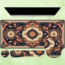 1pc Vintage Royal Ribbon Aesthetic Desk Mat, Ornate Floral Print Large Mouse Pad For Dorm & Vanity Table Decor - View 1