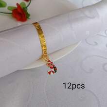 Home Decor Napkin Rings Table Decoration, Suitable For Holidays, Parties, Birthdays, Weddings, Dinners, Gatherings And Other Daily Creative Decor, Multiple Styles And Elements, Christmas Napkin Rings Metal Embossed Hammered Texture Ring Buckle, 4pcs/12pcs/102pcs Optional. - Multicolor - View 37