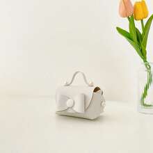 Candy Girl Mini Handbag, Coin Purse, Pearl Square Clutch, Bowknot Cute Bag - Beige - View 8