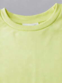 Girls Crew Neck Sweatshirt, Cute Peeking Black Cat & Letter Print Long Sleeve Loose Casual Pullover, Kids Fall Basic Sweatshirt - Lime Green - View 6